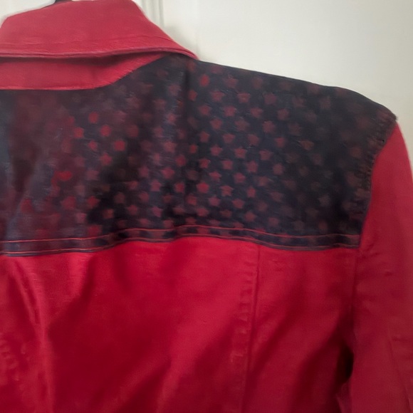 DG2 by Diane Gilman Red and Black Jean Jacket - Picture 4 of 5